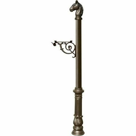 GRANDOLDGARDEN Support Bracket Post System with Ornate Base & Horsehead Finial - Bronze GR3725713
